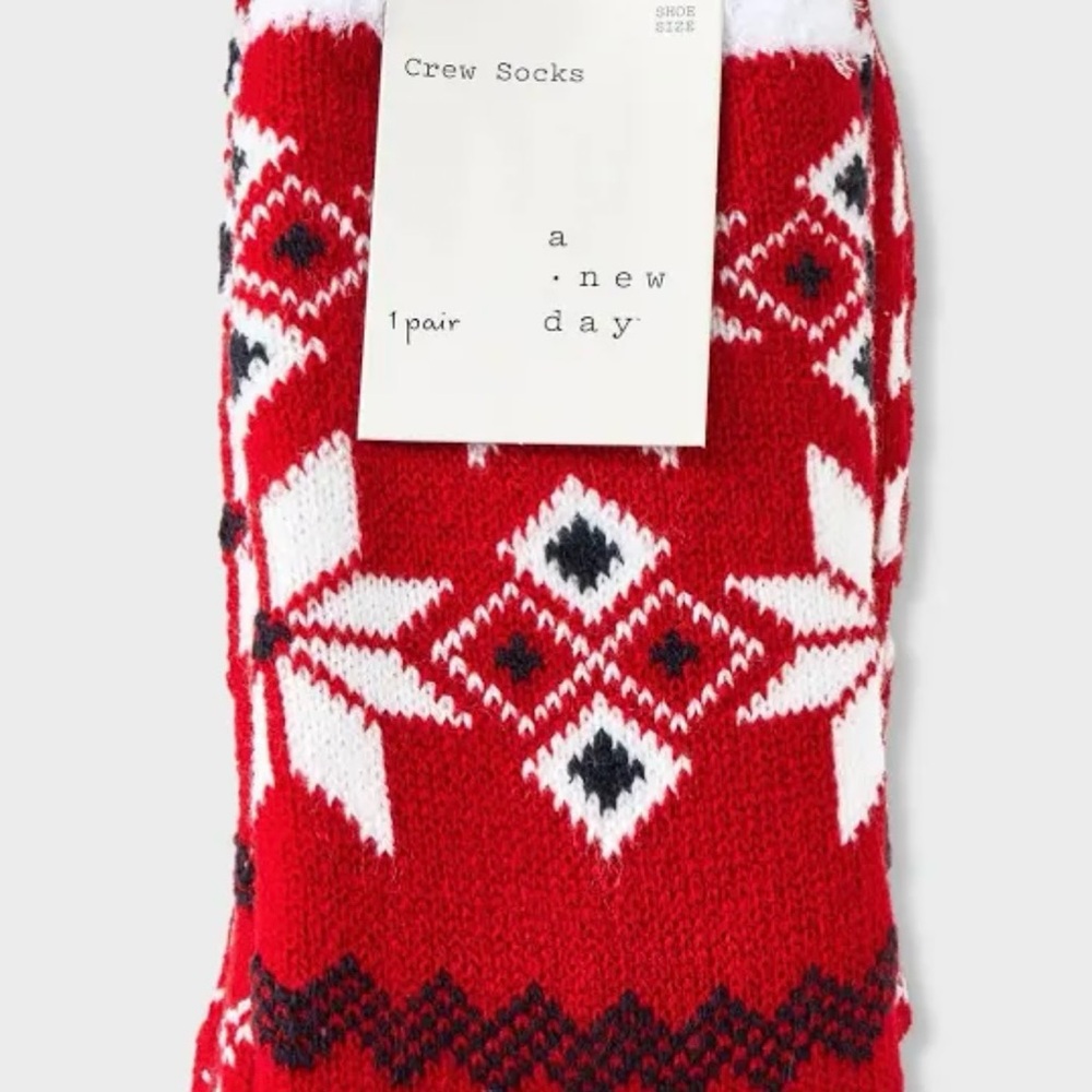 NWT Women’s Snowflake Double Lined Cozy X
Crew Socks - A New Day Red/Whi…